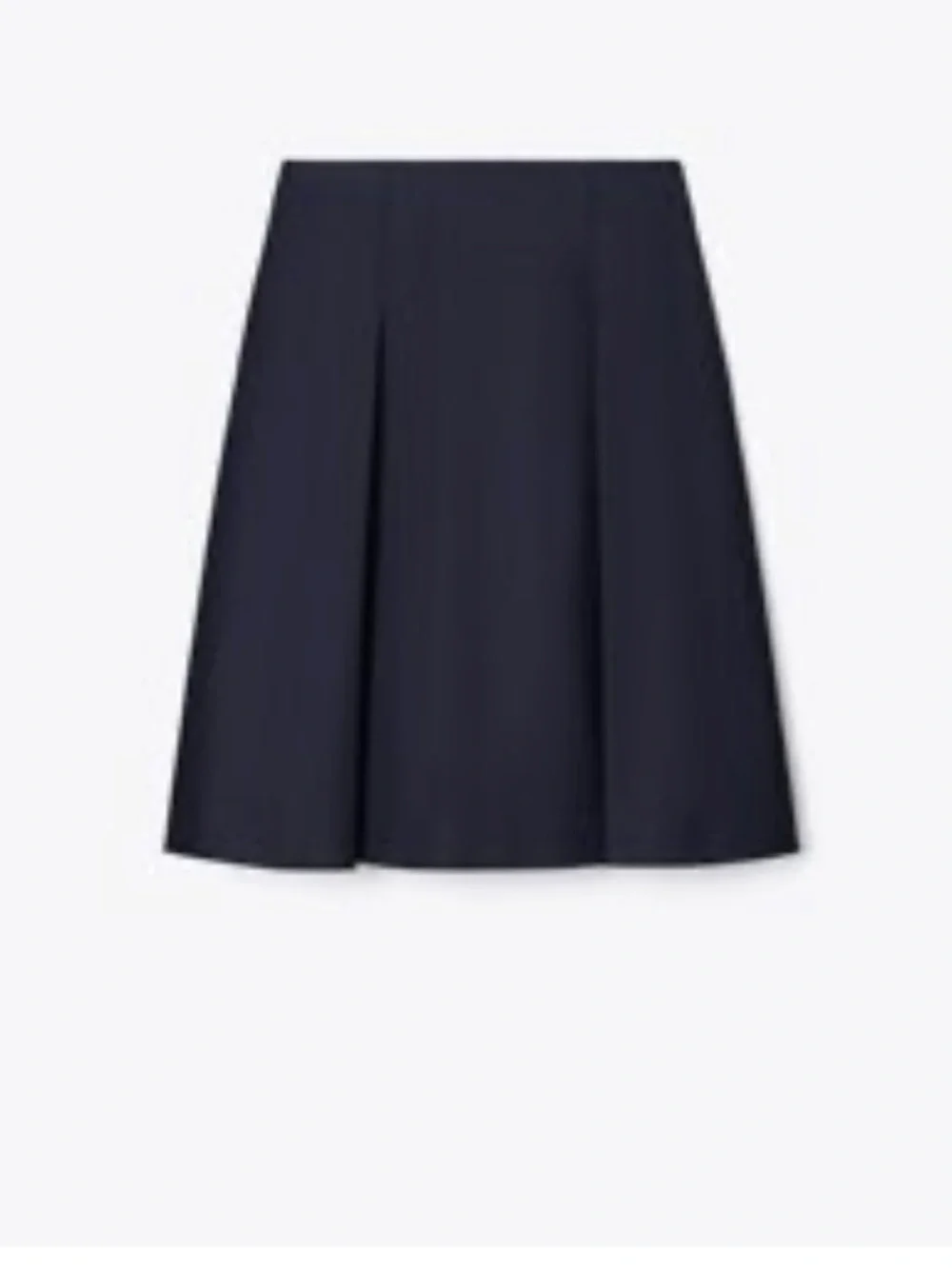 TORY BURCH NAVY COTTON TWILL PLEATED SKIRT
